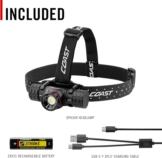 Coast® XPH34R 2700 Lumen USB-C Rechargeable-Dual Power LED Headlamp withPURE - Image 8