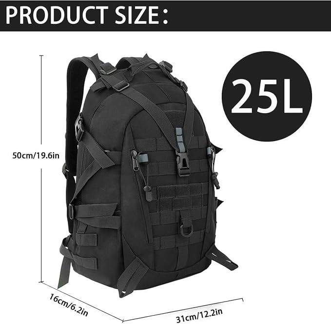 aiGear Tactical Backpack for Men, 25L Military Backpack, 3-Day Bug Out Bag for - Image 2