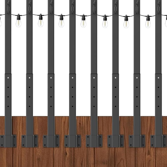 NUERPO 8 Pack String Light Poles, 2.8Ft Metal Poles by NUERPO