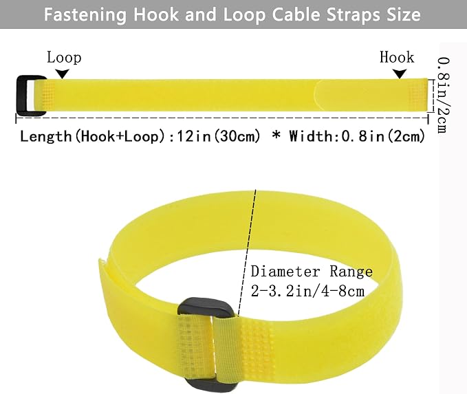 10 Pack Reusable Fastening Cable Ties and Cable Straps Yellow Color Adjustable - Image 2