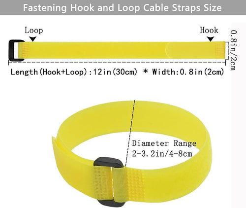 10 Pack Reusable Fastening Cable Ties and Cable Straps Yellow Color Adjustable - Image 2