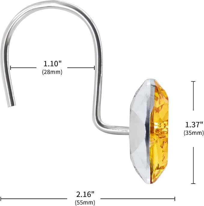 MitoVilla Yellow Shower Curtain Hooks Rings, Shower Rings - Image 5