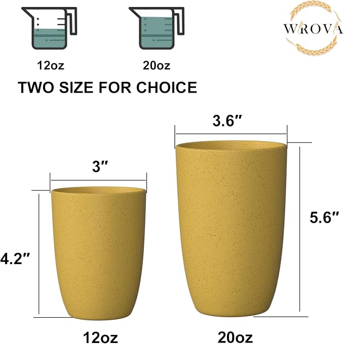 Wheat Straw Cups 6 PCS Good Alternative to Plastic Reusable Cups 12 oz - Image 3