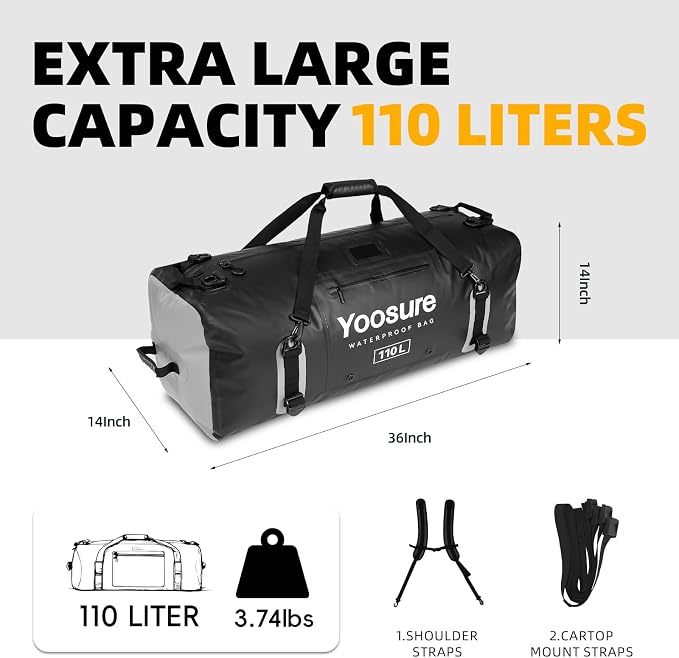 110L Waterproof Duffel Bag 35IN - Image 5