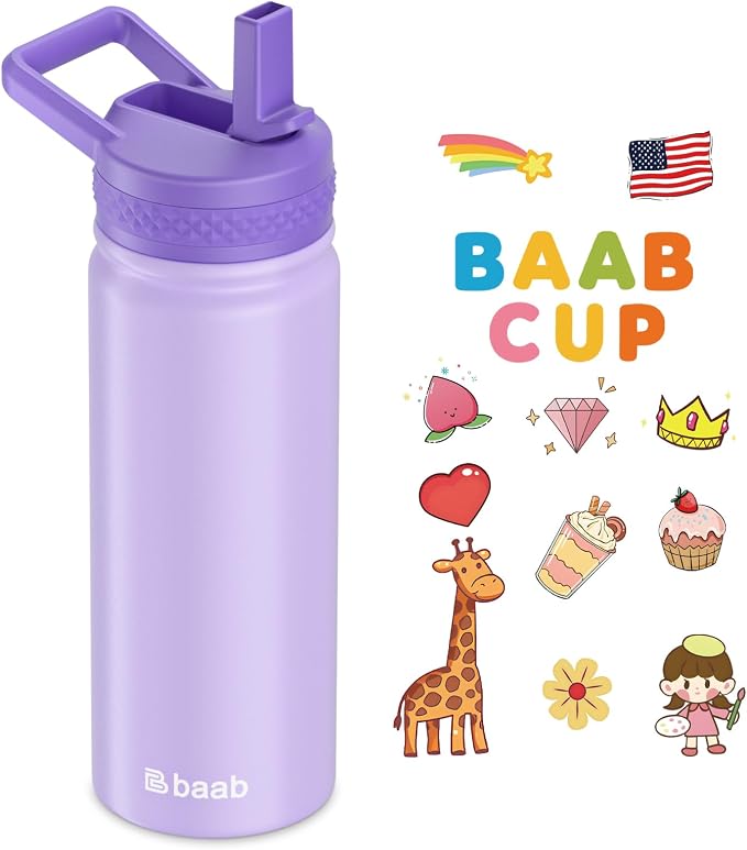 baab 18oz Kids Water Bottle, Insulated Water Bottle by baabKidWatterBottle