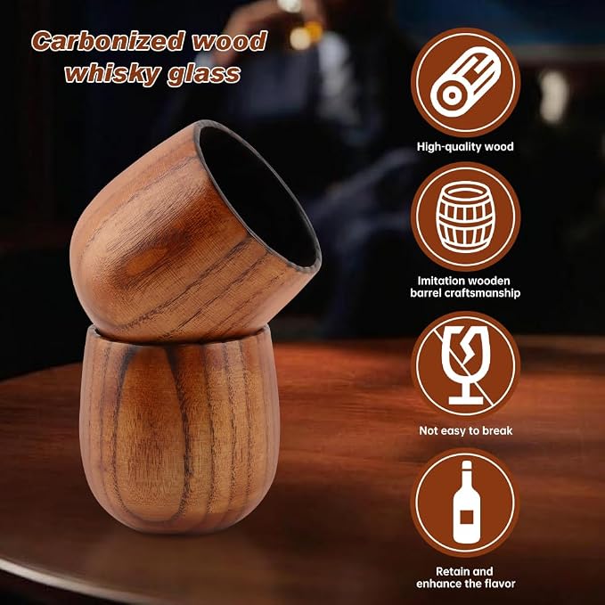 Charred Wooden Bourbon Drinking Glass, Birthday Gifts - Image 3