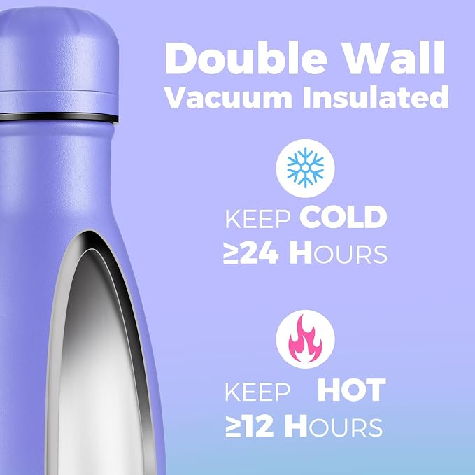 Volhoply 17oz Stainless Steel Water Bottles Bulk, Leakproof Insulated Metal - Image 3