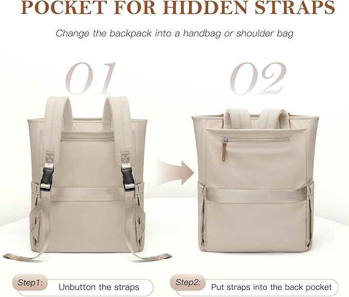 Convertible Laptop Backpack for Women Men Carry on Tote Backpack Teacher - Image 4