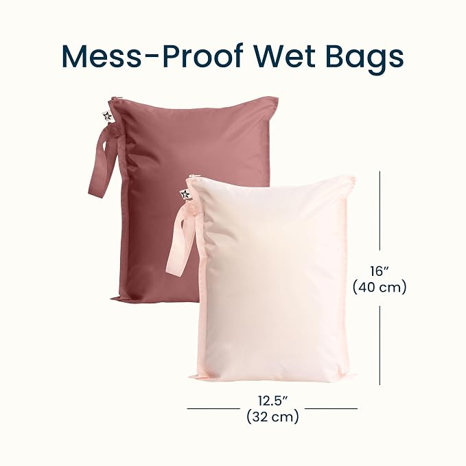 Tiny Twinkle Mess Proof Wet Bags | 2-Pack Reusable Waterproof Wet Bags - Image 4