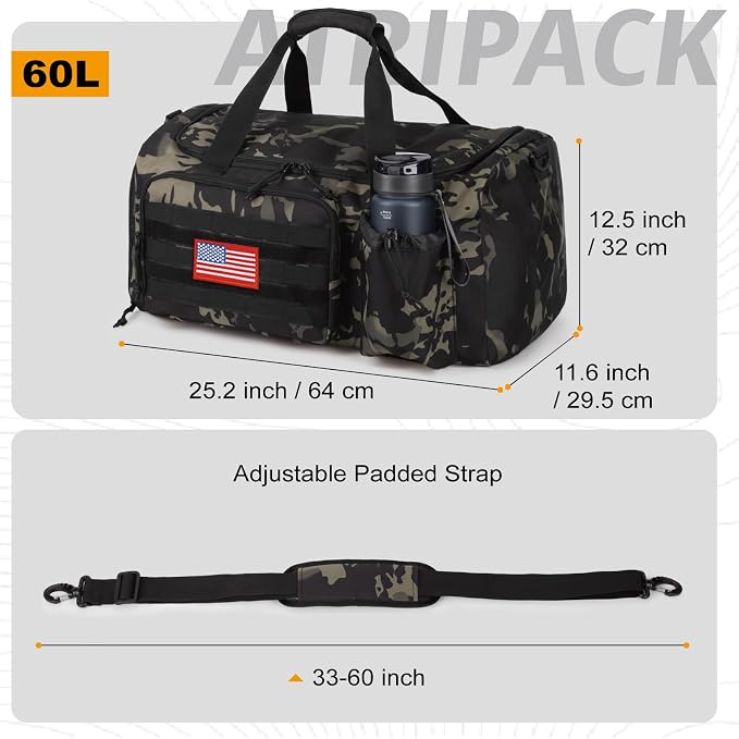 Tactical Gym Bag for Men, 60L Large Capacity Duffle Bags - Image 4