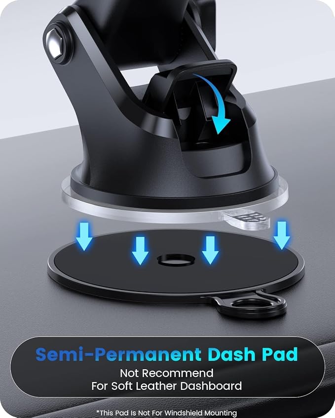 OQTIQ 3-in-1 Suction Cup Phone Holder Windshield/Dashboard/Air Vent, Dashboard - Image 5