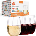 TaZa Outdoor Wine Glasses Stemless, 16oz Set of 4, Unbreakable Tritan Plastic by Unknown