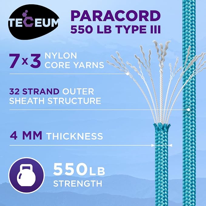 TECEUM Reflective Paracord Rope 1000 – 1000ft/200ft/100ft/50ft – 40+ Colors – - Image 2