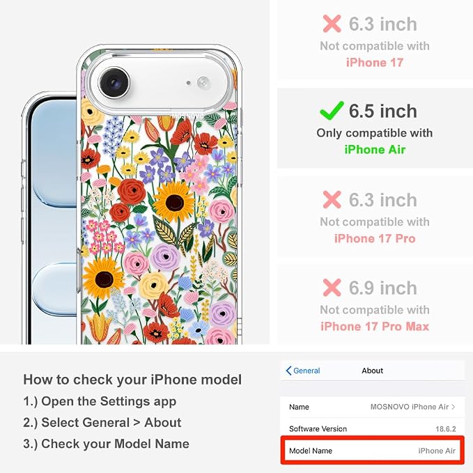 MOSNOVO for iPhone Air Case | Military Grade 6.6ft Drop Tested | Camera Control - Image 2