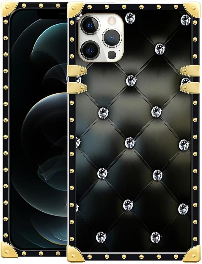 Compatible with iPhone 11 Pro Max Case, Shiny Black Sofa Crystal Luxury Golden by Unknown