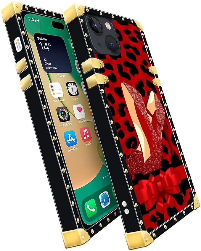 Compatible with iPhone 14 Case, Elegant High Heels Luxury Golden Decoration - Image 3