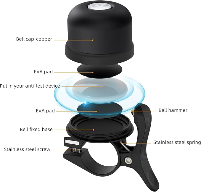 ROCKBROS Bike Bell for Apple AirTag Hidden Bike Mount Bike AirTag Holder GPS - Image 2