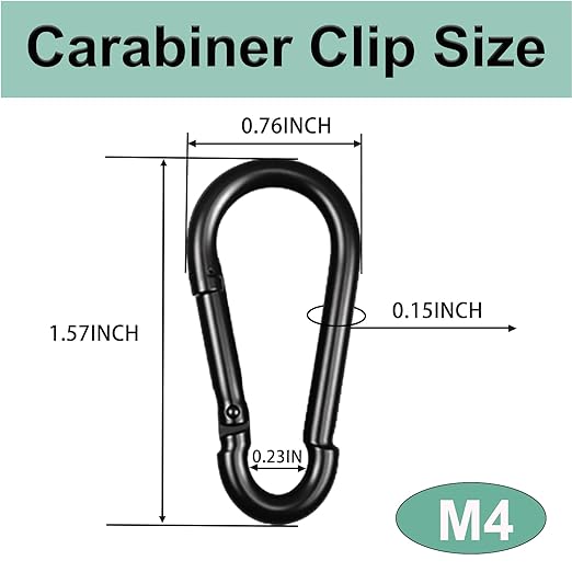 Black Carabiner, Heavy Duty Galvanized Steel Spring Snap Hook Carabiner Clips - Image 2