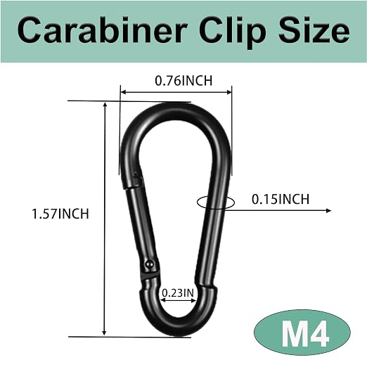 Black Carabiner, Heavy Duty Galvanized Steel Spring Snap Hook Carabiner Clips - Image 2