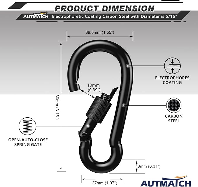 AUTMATCH Carabiner Clips, 4 Pack - Image 4