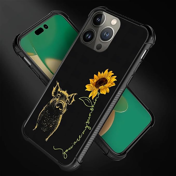 for iPhone 13 Pro Max Case, Pig Sunflower Yellow Sunshine Pattern Graphic - Image 7