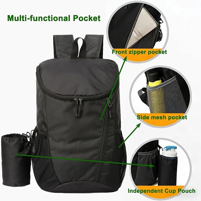 Foldable Daypack, Camping Small Backpack, Hiking Backpack Daypack, Lightweight - Image 4