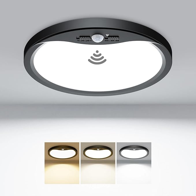 hepside Motion Sensor Ceiling Light Wired, 3000K/4000K/6500K LED Flush Mount by Hepside