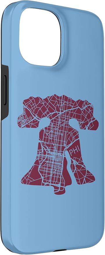 Philadelphia Street Map Liberty Bell Vintage Maroon Philly Case - Image 3