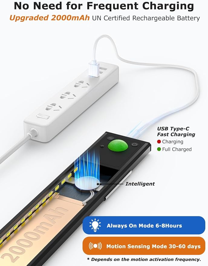 12" Ultra-Thin Under Cabinet Lighting Wireless, Aluminum Alloy Under Counter - Image 5
