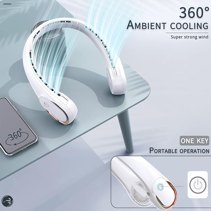 ASNUG Portable Neck Fan, Bladeless Neck Fan, USB Rechargeable Personal Fan - Image 5