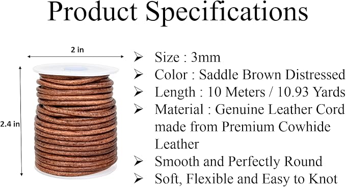 GENIQUE Real/Genuine Round Leather String Cord - Image 3