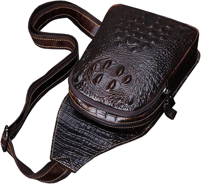 Hebetag Crocodile Genuine Leather Sling Bag Crossbody Backpack - Image 4