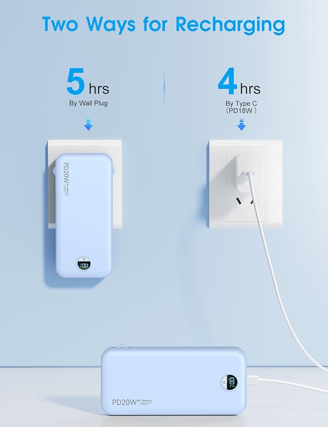 Portable Charger with Built-in Cables and Wall Plug, 10000mAh PD20W USB C Power - Image 8