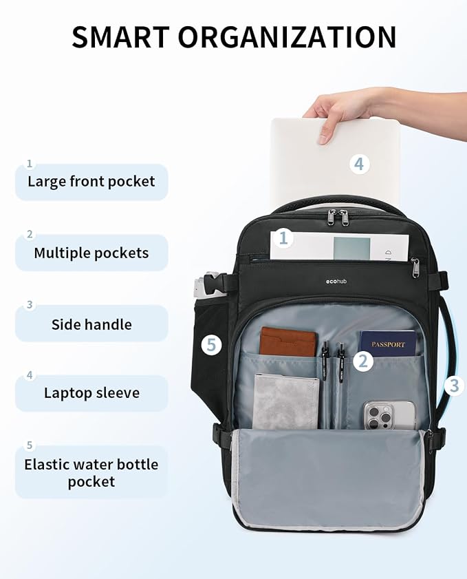ECOHUB Travel Backpack for Men, Laptop Carry on Backpack - Image 5