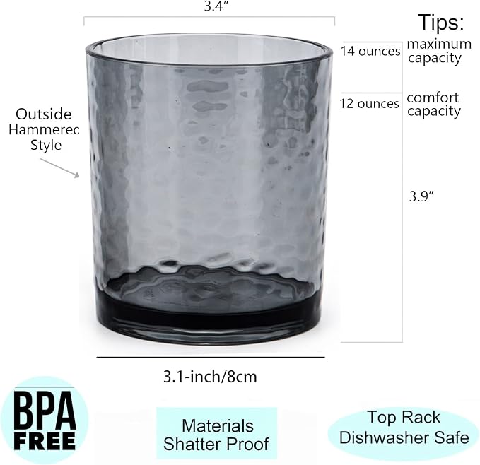 KX-WARE 14-ounce and 20-ounce Acrylic Glasses Plastic Tumbler, Dishwasher Safe - Image 2