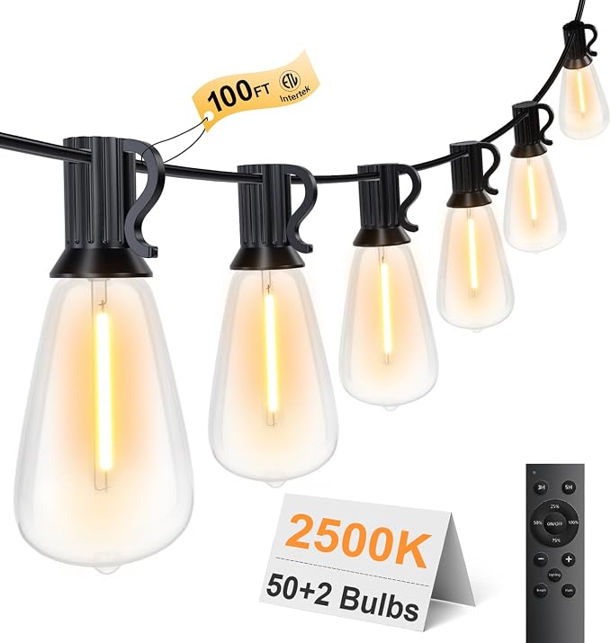100FT Remote Outdoor String Lights by Outdoorlights