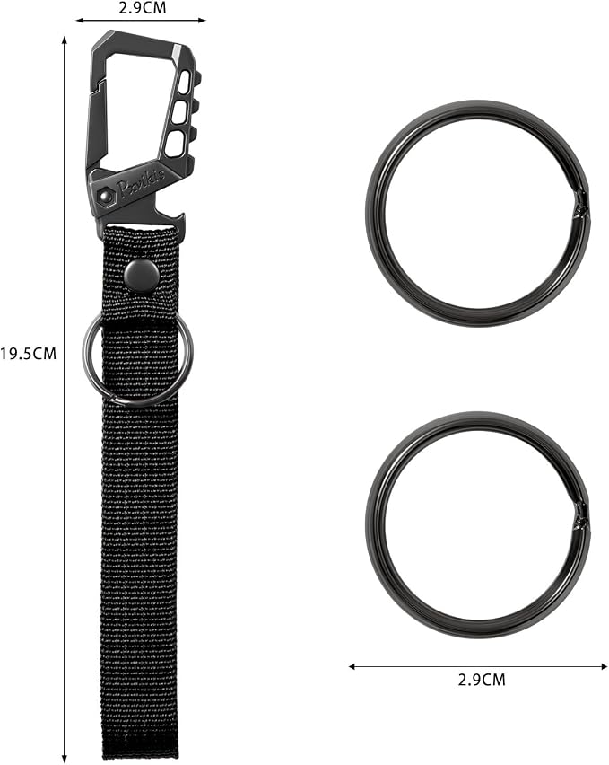 Metal heavy duty key chain carabiner clip bottle opener wrist lanyard ring car - Image 2