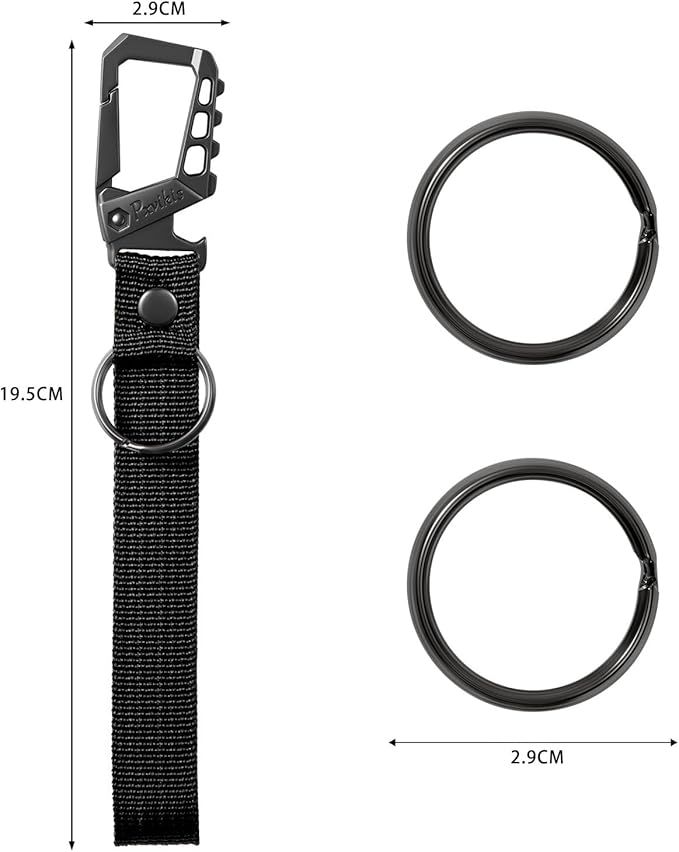 Metal heavy duty key chain carabiner clip bottle opener wrist lanyard ring car - Image 2