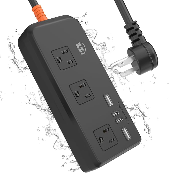 Outdoor Power Strip Weatherproof, IPX6 Waterproof Surge Protector by ZZJPowerStrip