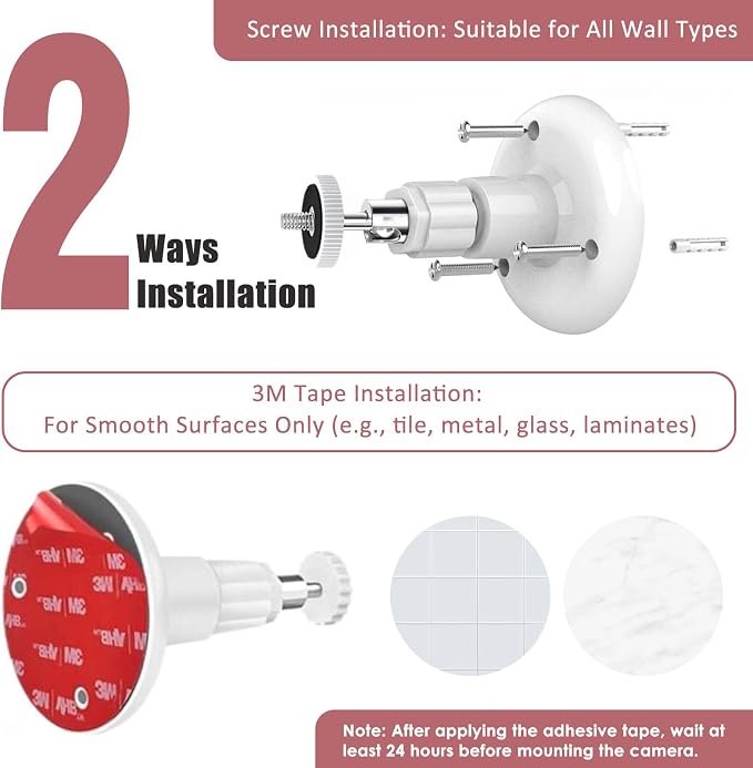 2 Pack Wall Mount Kit, VHB Adhesive or Screw, No Drill, Compatible - Image 3