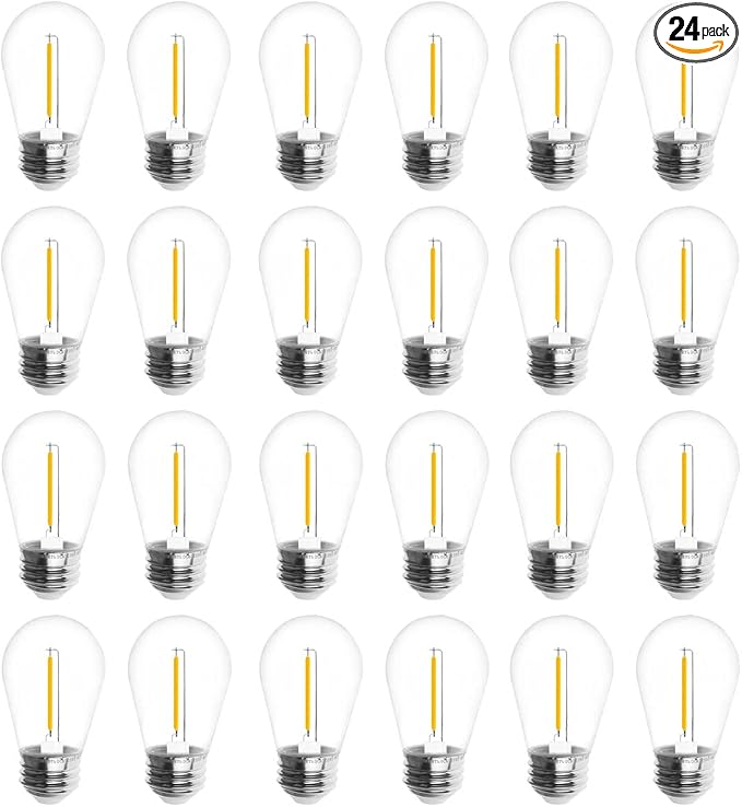 Jslinter 24-Pack LED 1W String Light Bulbs, S14 Plastic Shatterproof Edison by Jslinter