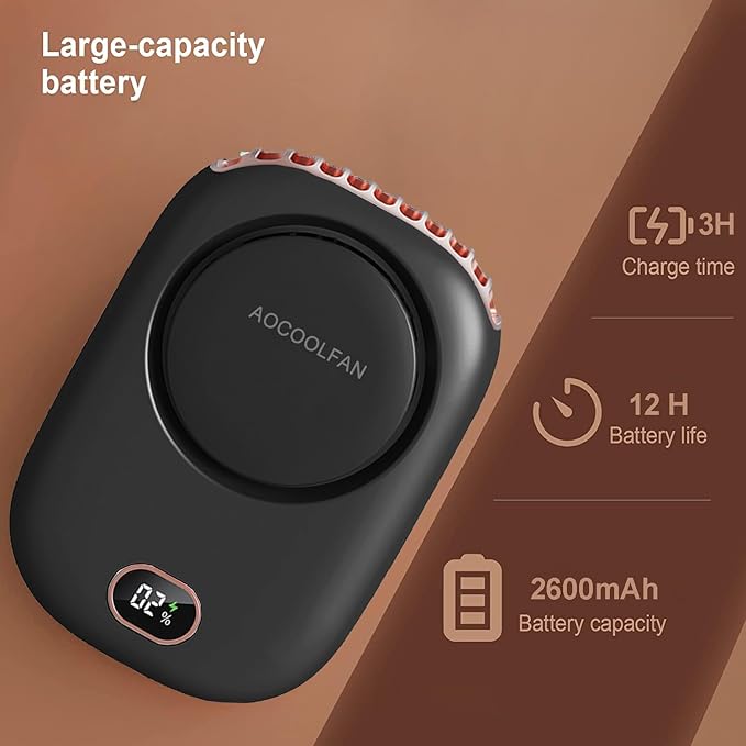 AOCOOLFAN Portable Neck Fan, Mini Small Personal Handheld Fan USB Rechargeable - Image 3