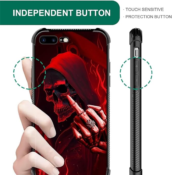 for iPhone 7 Plus/8 Plus Case, Gestures Funny Skull Pattern Graphic Design - Image 7