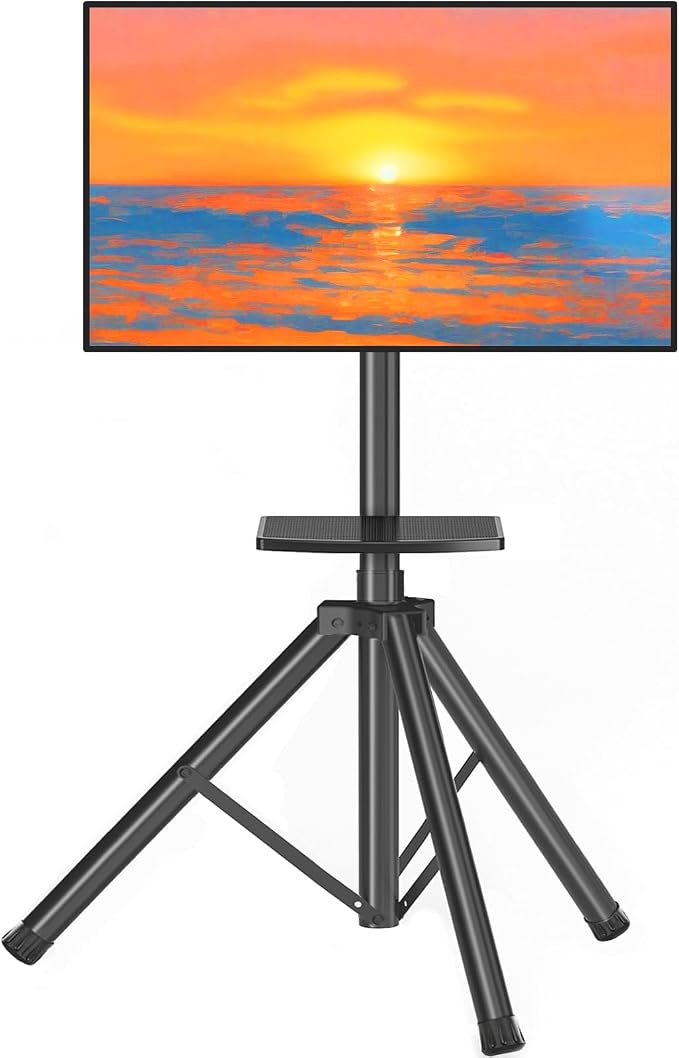 Tripod TV Stand with Shelf for 23-75 inch TVs up to 100 lbs, Outdoor TV Stand by TAVRFurniture