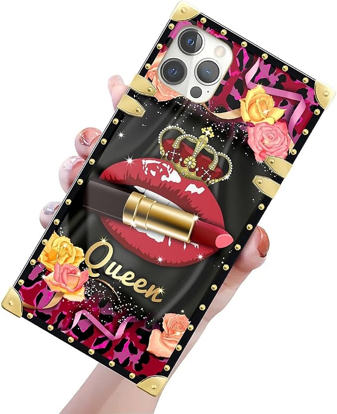 Compatible with iPhone 12 12 Pro Case, Queen Lip Crown Leopard Print Luxury - Image 3