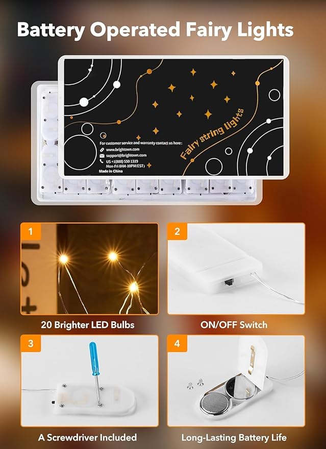 Brightown 12 Pack LED Fairy Lights Battery Operated String Lights - 7ft 20LED - Image 5