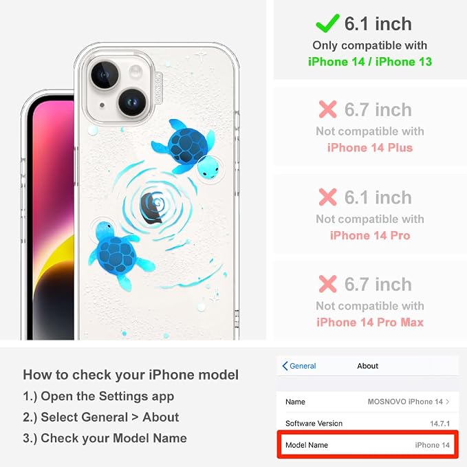 MOSNOVO for iPhone 13/14 Case | Military Grade 6.6ft Drop Tested | Clear - Image 2