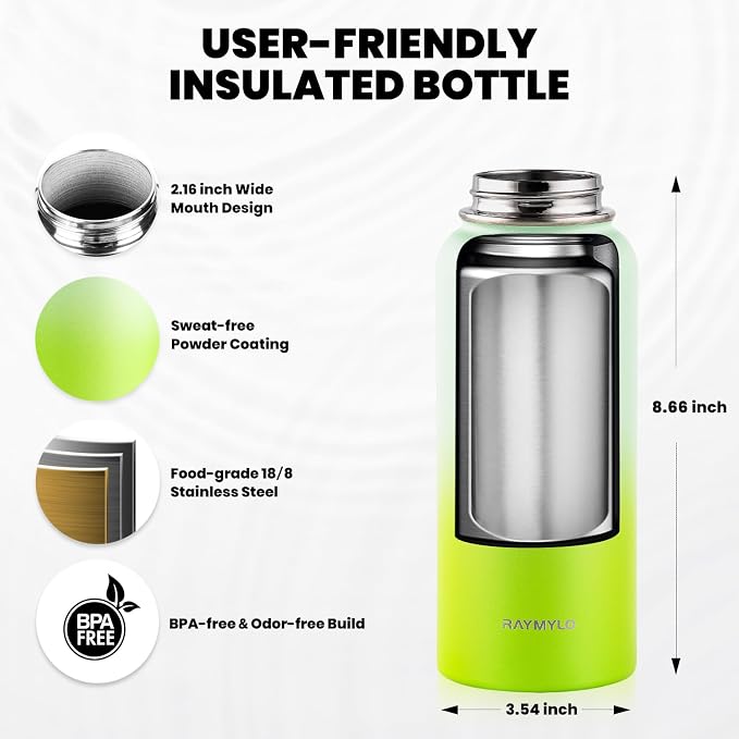 RAYMYLO Insulated Water Bottle 32 oz, Triple Wall Vacuum Stainless Steel - Image 5