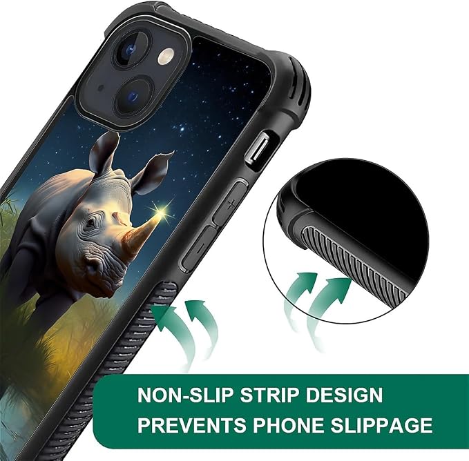 for iPhone 15 Plus Case, Rhino Water Marshes Pattern Made of Soft Silicone Hard - Image 5