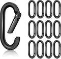 10Pack Large Oval Carabiner, Metal Spring Keyring Clips by CooBigo